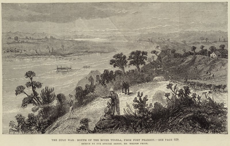 Der Zulukrieg, Mündung des Flusses Tugela, von Fort Pearson von Melton Prior