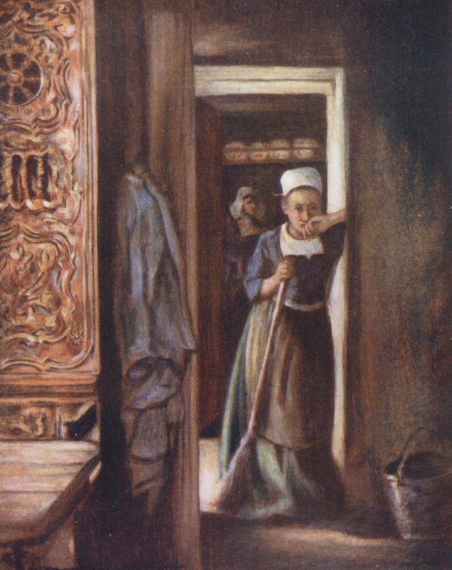 Hausarbeiten (Farblithographie) von Mortimer Ludington Menpes