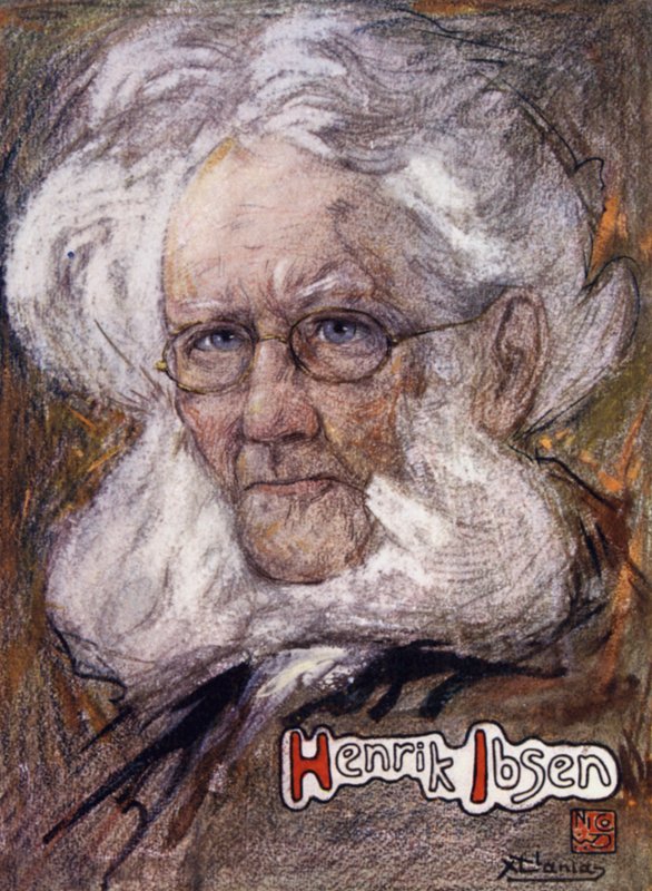 Norwegen: Henrik Ibsen (Farblithografie) von Nico Jungman