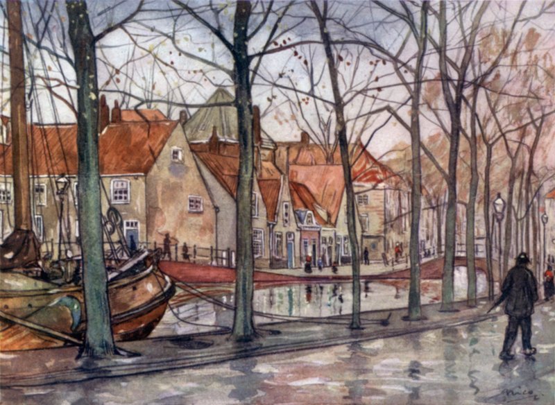 Der Hafen, Den Haag (Farblithografie) von Nico Jungman