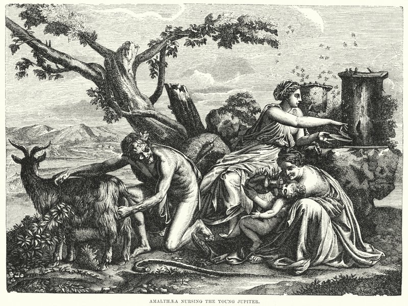 Amalthea pflegt den jungen Jupiter von Nicolas Poussin