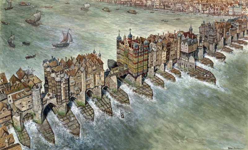 Alte London Bridge, ca. 1600 von Peter Jackson