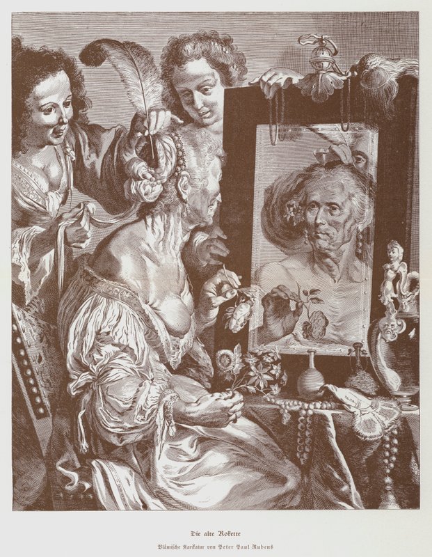 Die alte Kokette, um 1630 (Lithografie) von Peter Paul (after) Rubens