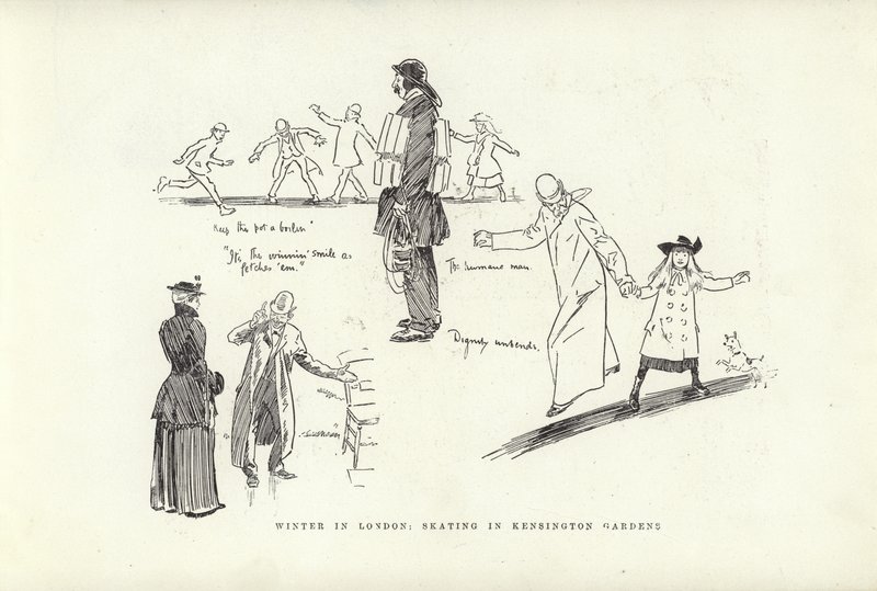 Winter in London, Schlittschuhlaufen in den Kensington Gardens von Phil May
