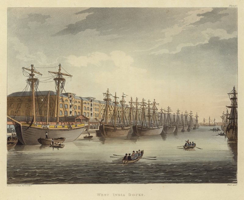 West India Docks von Pugin and Rowlandson