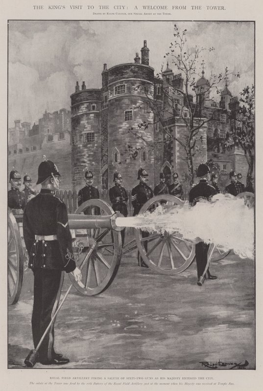 Der Besuch des Königs in der Stadt, ein Willkommen vom Tower von Ralph Cleaver