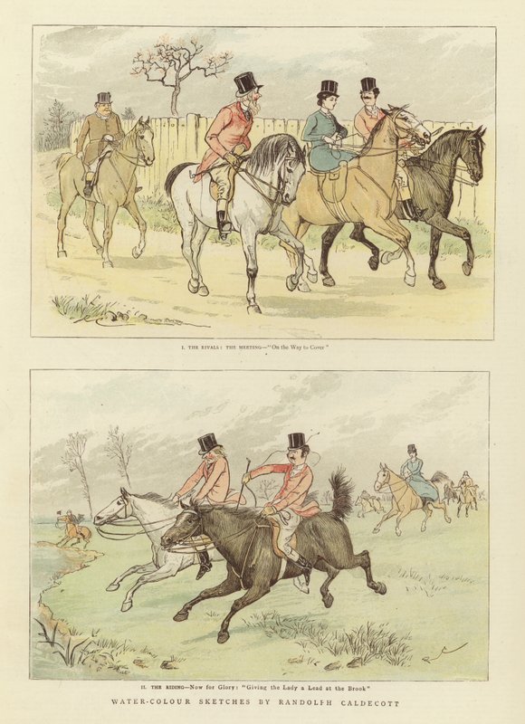 Reiterliche Aquarellskizzen von Randolph Caldecott