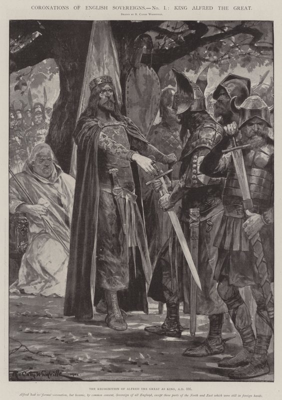 Krönungen englischer Souveräne, König Alfred der Große von Richard Caton Woodville junior