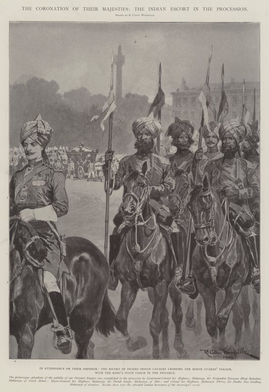 Die Krönung Ihrer Majestäten, die indische Eskorte in der Prozession von Richard Caton Woodville junior