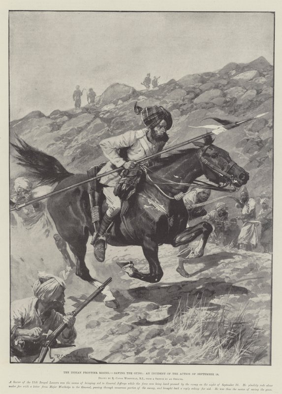 Der indische Grenzaufstand, Rettung der Kanonen, ein Vorfall der Aktion vom 16. September von Richard Caton Woodville junior