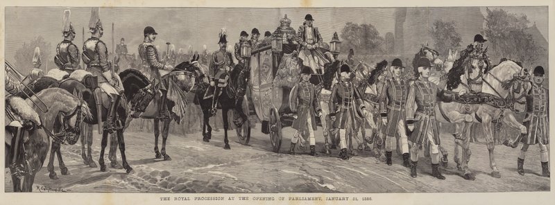 Die königliche Prozession zur Eröffnung des Parlaments, 21. Januar 1886 von Richard Caton Woodville junior