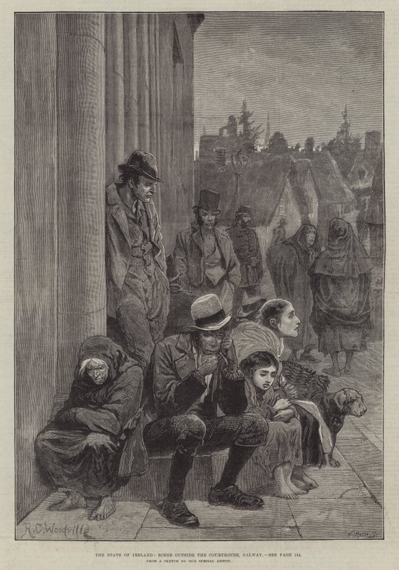 Der Zustand Irlands, Szene vor dem Gerichtsgebäude, Galway von Richard Caton Woodville junior