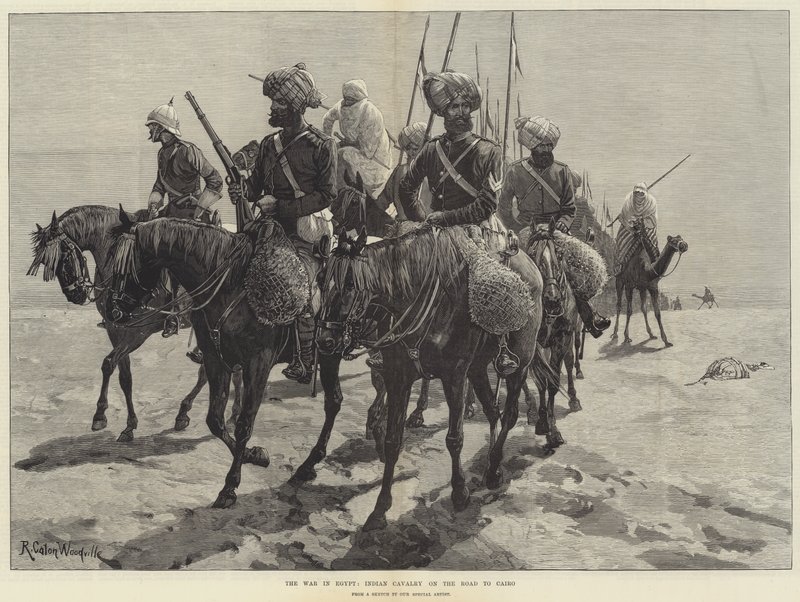 Der Krieg in Ägypten, Indische Kavallerie auf dem Weg nach Kairo von Richard Caton Woodville junior