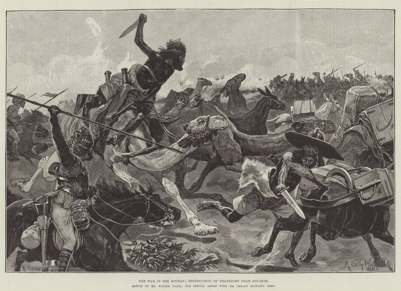 Der Krieg im Sudan, Zerstörung des Transports in der Nähe von Souakim von Richard Caton Woodville junior