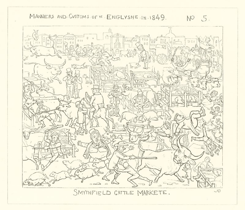 1849, Smithfield Viehmarkt von Richard Doyle