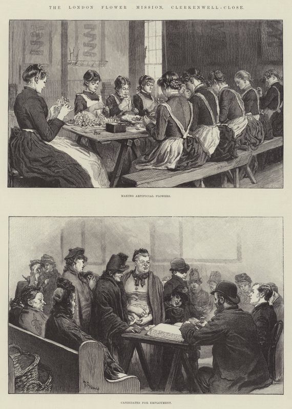 Die Londoner Blumenmission, Clerkenwell-Close von Robert Barnes