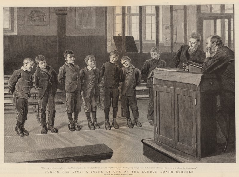 Die Linie halten, eine Szene in einer der Londoner Board Schools von Robert Barnes