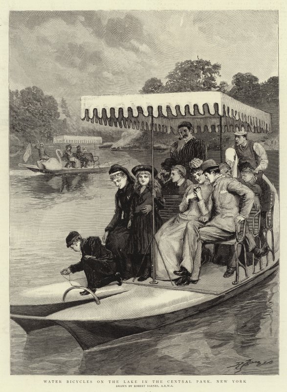 Wasserfahrräder auf dem See im Central Park, New York von Robert Barnes