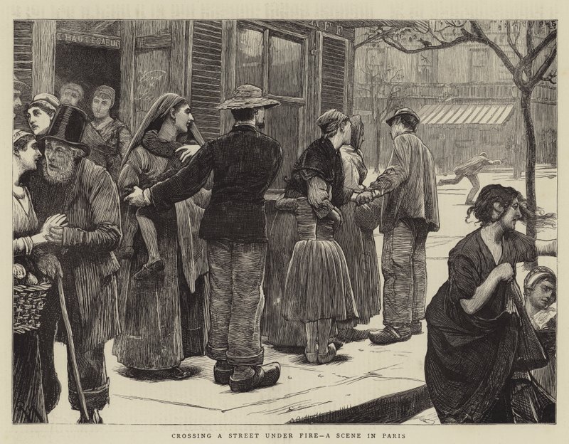 Eine Straße unter Beschuss überqueren, eine Szene in Paris von Robert Walker Macbeth