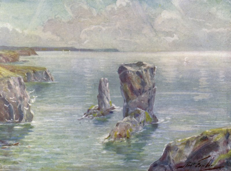 Die Stacks, in der Nähe von Tenby von Robert (after) Fowler