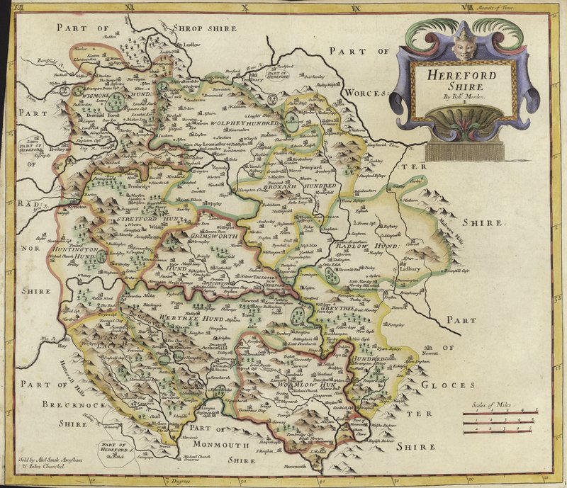 Karte von Herfordshire (Farbstich) von Robert Morden