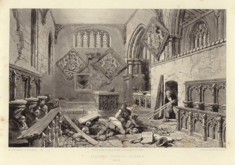 Arundel Kirche (Lithotint) von Samuel Prout
