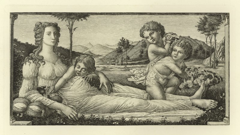 Venus liegend mit Amor von Sandro Botticelli