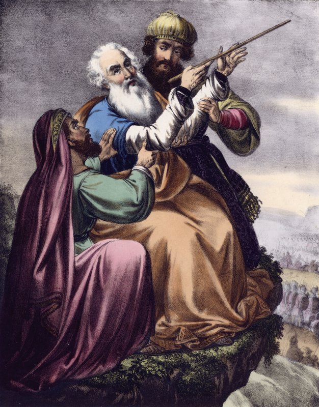 Moses betet für den Erfolg Israels gegen die Amalekiter von Siegfried Detler Bendixen