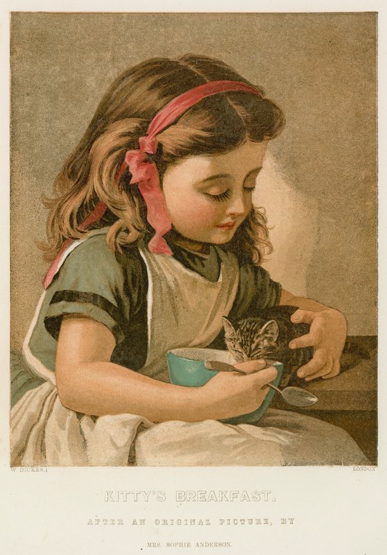 Kätzchens Frühstück von Sophie Gengembre Anderson