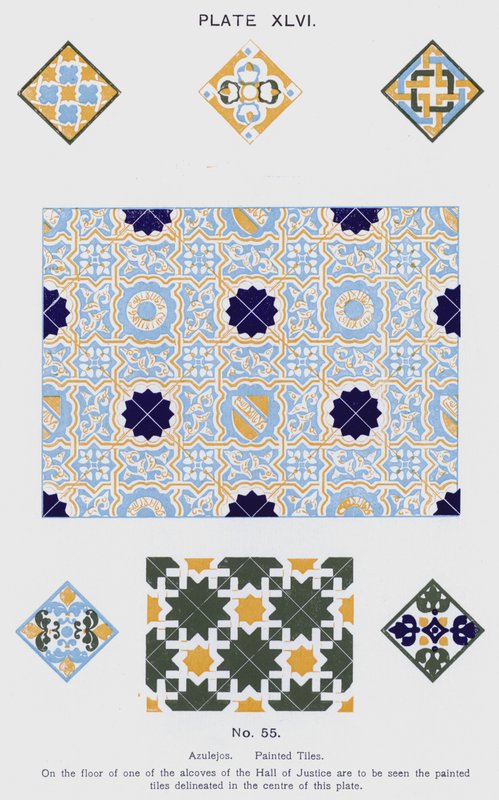 Azulejos, bemalte Fliesen (Farblitho) von Spanish School