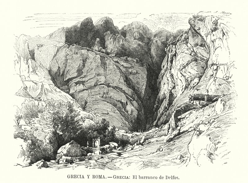 Schlucht von Delphi, Griechenland (Lithografie) von Spanish School