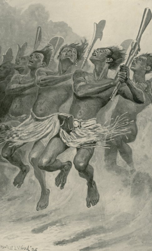 Ein Maori-Kriegstanz von Stanley L. Wood