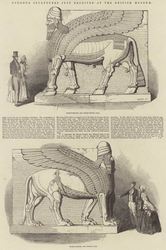 Nimroud-Skulpturen, gerade im British Museum eingetroffen von T. D. Scott