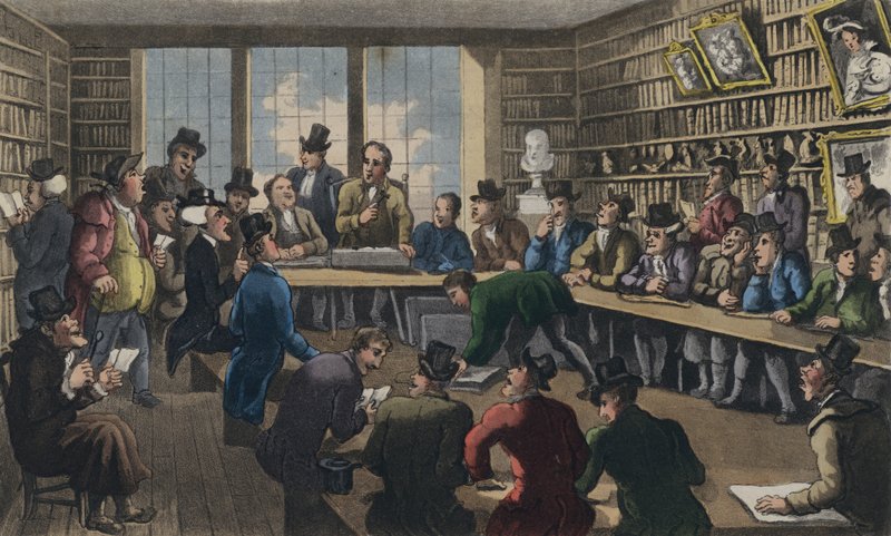 Doktor Syntax bei einer Auktion von Thomas Rowlandson