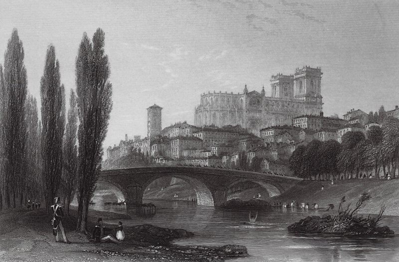 Stadt Auch, Pyrenäen (Gravur) von Thomas (after) Allom