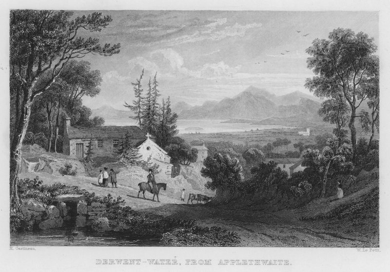 Derwent Water, von Applethwaite von Thomas (after) Allom