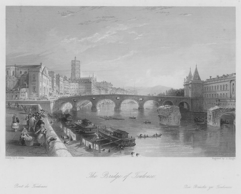 Die Brücke von Toulouse (Stich) von Thomas (after) Allom