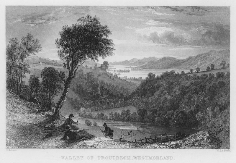 Tal von Troutbeck, Westmorland (Stich) von Thomas (after) Allom