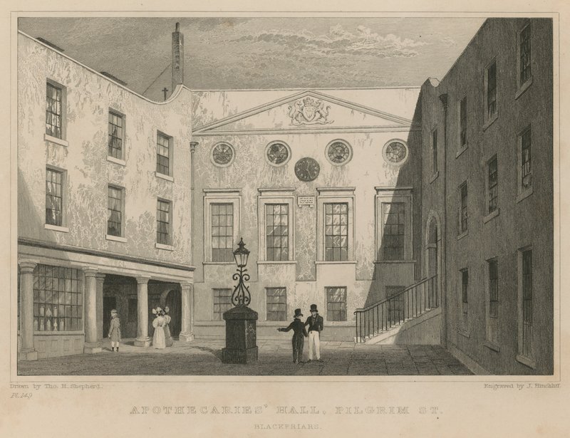 Apothekerhalle, Pilgrim Street, Blackfriars (Gravur) von Thomas Hosmer Shepherd