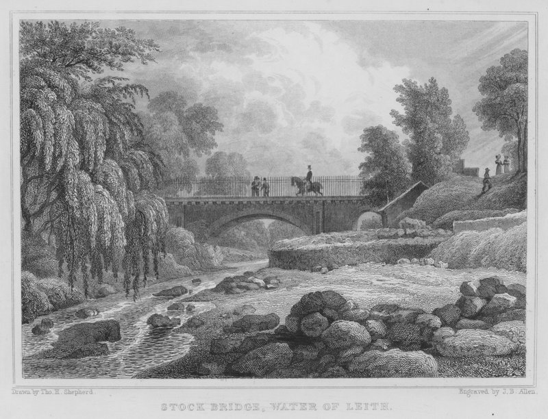 Stock Bridge, Water of Leith von Thomas Hosmer Shepherd