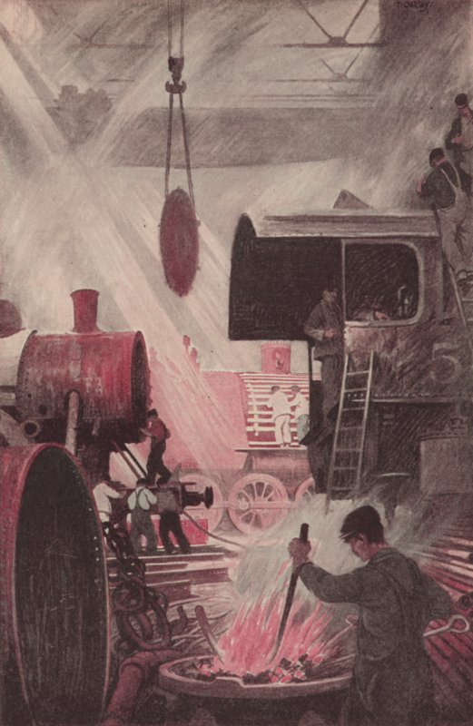 Bau einer Lokomotive von Thornton Oakley