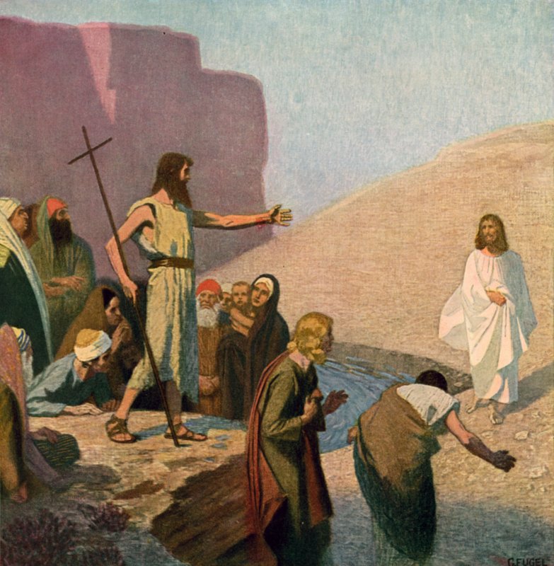 Jesus und Johannes der Täufer am Fluss Jordan von Unbekannt Unbekannt