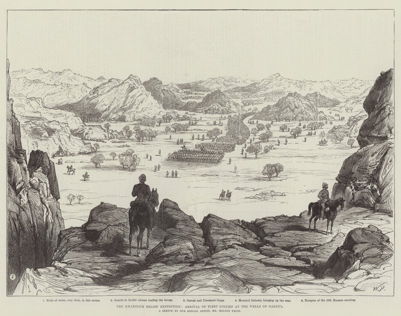 Die Khartoum-Entlastungsexpedition, Ankunft der ersten Kolonne an den Gakdul-Brunnen von Walter Paget