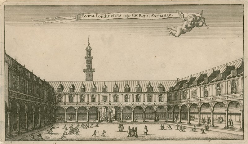 Innenansicht der Royal Exchange, London von Wenceslaus Hollar
