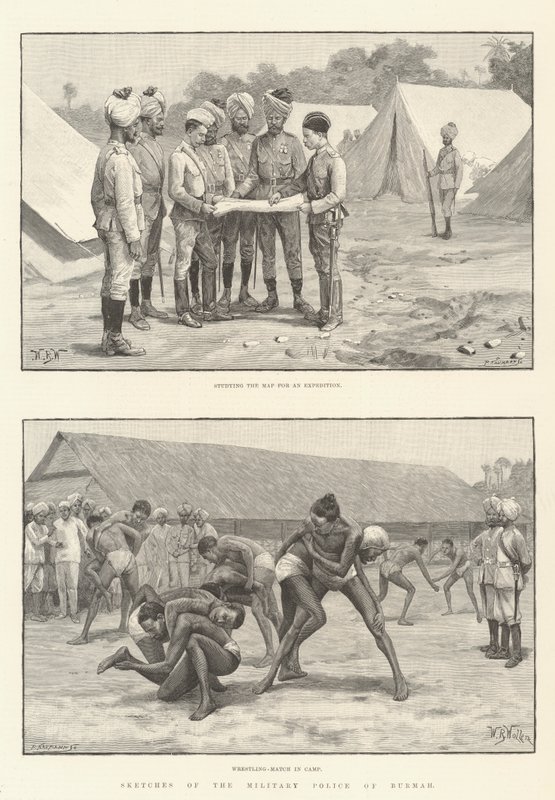 Skizzen der Militärpolizei von Burma von William Barnes Wollen