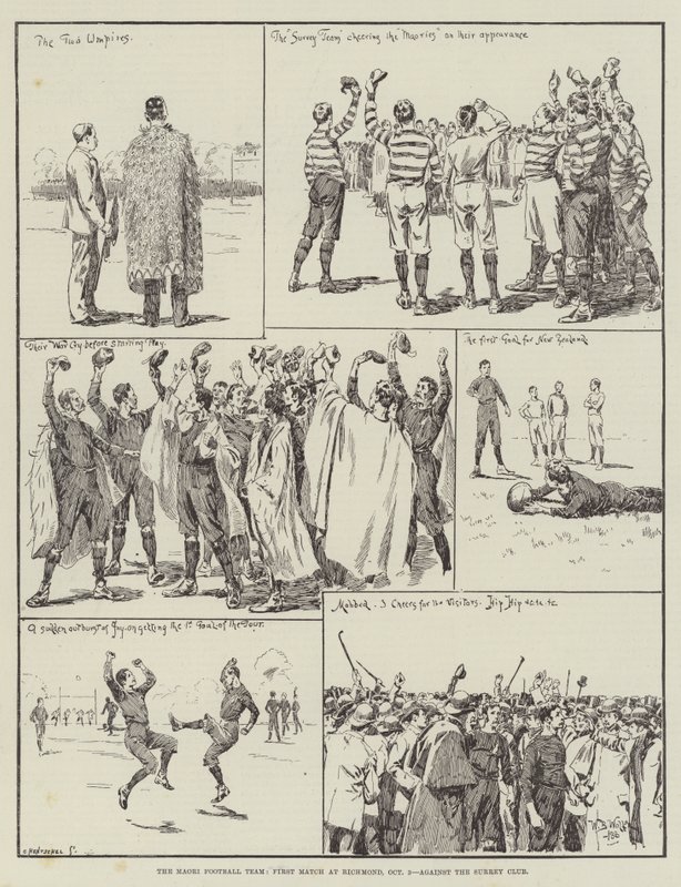 Das Maori-Fußballteam, erstes Spiel in Richmond, 3. Oktober, gegen den Surrey Club von William Barnes Wollen