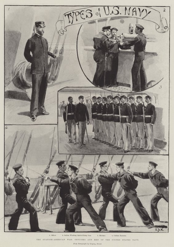 Der Spanisch-Amerikanische Krieg, Offiziere und Männer der US-Marine von William Barnes Wollen