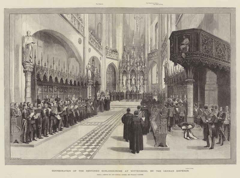 Weihe der restaurierten Schlosskirche in Wittenberg durch den deutschen Kaiser von William Crimea Simpson