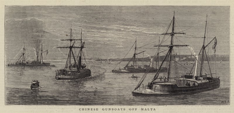 Chinesische Kanonenboote vor Malta von William Edward Atkins