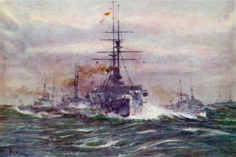 Schlachtschiffe der Weißen Ära auf See von William Lionel Wyllie